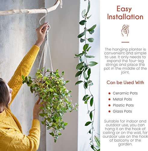 Plant Hanger Indoor, Macrame Plant Hangers Indoor Macrame Hanging Planters for Indoor Plants - 6 Pack Hanging Plant Holders Indoor Hanging, Macromay Plant Hangers for Indoor Plant Hanger,Gray - color: Gray, size: Pack of 6