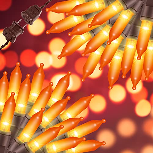 100LIGHTS Orange Extra-Bright with End Connectors Halloween Decorative Lights 5.98m UL Certified Mini String Light Set Waterproof for Halloween Home Garden Christmas Tree Party Patio Wedding - color: Brown Wire Orange, size: 100 COUNT-1PACK