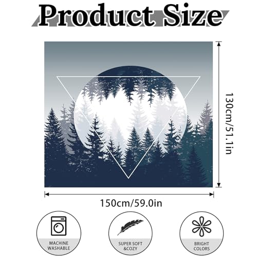 Forest Moon Inverted Triangle Tapestry Large Wall Hanging for Bedroom Living Room Bohemian Decor - color: Woods, size: 59.1"L x 51.2"W