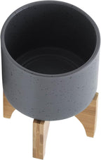 Ceramic Planter With Stand Indoor Plant Stand – Elevated Plant Stand For Displaying Greenery, Living Room, Bedroom, Office, Or Patio, Minimalist Garden Accent For Home Decor – 7", Gray