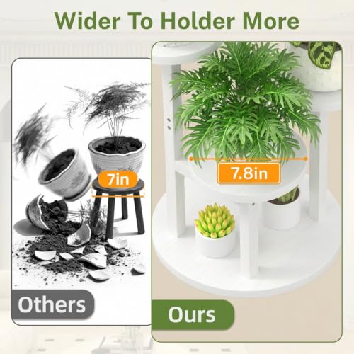 iDavosic.ly 5 Tier Plant Stand Indoor, Tiered Corner Wood Multiple Flower Holder Shelf, Tall Orchid Display Rack for Living Room Bedroom, White - color: Pine White, size: 5 Tiers