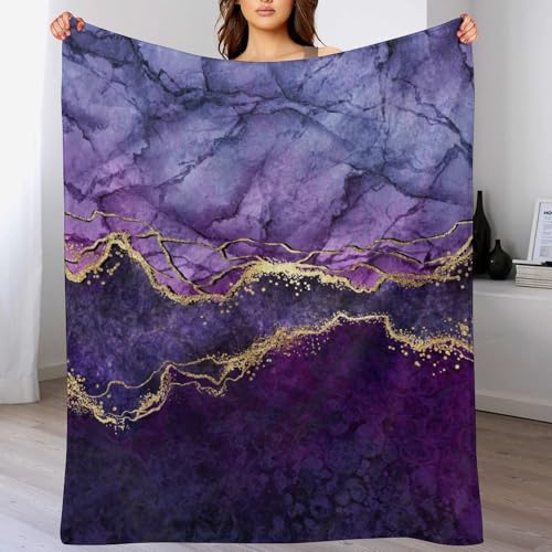 Modern Marble Blanket, Abstract Luxury Baroque Art Golden Purple Stone Veins Pattern Soft Warm Cozy Plush Flannel Covers for Livingroom Bedroom Couch Chair Camping Travel Home Decor Tapestry 30x40in - color: Abstract-7, size: 30W" x 40L"