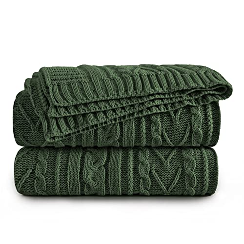 Aormenzy Green Cable Knit Throw Blanket Oversized 60" x 80" Super Soft Comfy Knitted Blanket for Couch Bed Sofa, Twin Size - color: Forest Green, size: 60" x 80", Twin