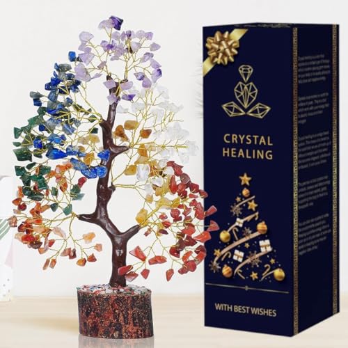 7 Chakra Tree of Life, Crystals and Healing Stones, Birthday Gifts for Women - Crystal Tree for Positive Energy, Home Office Decor, Cool for Women Under 30, Secret Santa Gift - color: Seven Chakra Tree