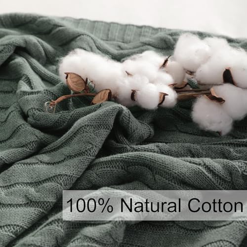 NTBAY 100% Pure Cotton Cable Knit Throw Blanket, Super Soft Warm 51x67 Knitted Throw Blanket for Couch, Sofa, Chair, Bed - Extra Cozy, Machine Washable, Comfortable Home Decor, Grey and White - color: Grey and White, size: Throw(51"x67")