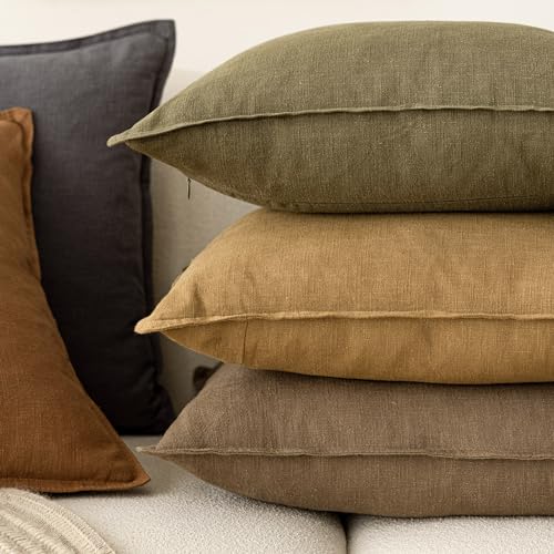 Foindtower Pack of 2, Decorative Linen Solid Throw Pillow Covers Soft Accent Cushion Case Boho Farmhouse Neutral Pillowcase for Chair Couch Sofa Bedroom Living Room Home Decor 16 x 16 Inch Light Brown - color: Coco Brown, size: 16" x 16" (Pack of 2)