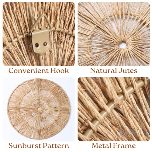 CHI AN HOME Wicker 23 Inch Jute Wall Decor Baskets, Set of 6 Extra Large Woven Jute Wall Plates, 23",21",15",13",12,10", Decorative Baskets for Wall Arts, Wall Hanging for Bedroom, Living Room, Office - size: Set of 6 - Extra Large