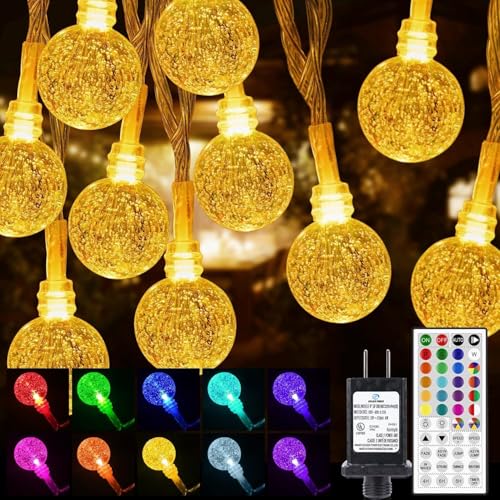 Color Changing String Lights Plug in, 33ft 60LED Connectable Crystal Globe String Light Remote, Decorative Outdoor Twinkle Lights for Girl Gift Bedroom Patio Garden Tent Camp Party Christmas Décor - color: Color Changing, size: 33ft 60LED