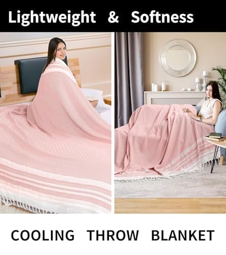 Genovega Large Summer Throw Blanket Boho Neutral Decor Bed Couch Sofa Chair Decorative Lightweight Mexican Boho Cotton White Cream Ivory Big Light Linen Tan Cute Woven Gauze Thin Bohemian Manta para - color: Cream, size: Extra Large 50''x68''