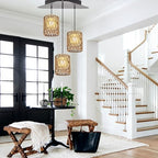 6 Pack Boho Lamp Shade for E26 Base, Handwoven Natural Rattan lamp shade, Boho Pendant Light Shades for Living Room, Bedroom, Kitchen Eco-friendly & Stylish Home Decor - size: 6PC