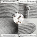 Gray 3-Tier Woven Cotton Rope Hanging Basket, Over the Door Organizer, Adjustable Detachable Wall Basket with Metal & Adhesive Hooks, No Drilling for Apartment, Rental, Dorm & Small Space - style: Grey