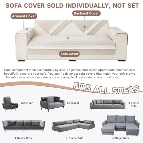 VClife Modern Couch Cover, Non Slip Dog Sofa Cover, Beige, 35.4" x 63" | Pet-friendly Sofa Covers, Scratch-resistant, Waterproof, Non Slip That Stay Firmly In Place, Durable and Machine Washable - color: 01# Beige, size: 35.4" x 63"