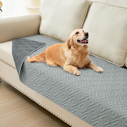 hyha Waterproof Dog Blanket, Soft Pet Bed Blankets, Waterproof Sofa Couch Cover for Dogs Washable, Reversible Pet Couch Covers for Sofa Furniture (30x90 Inch, Grey/Dark Grey) - color: Grey+dark Grey, size: 30x90 Inch