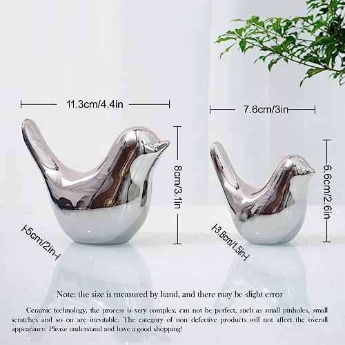 Notakia Silver Birds Statues Home Decor Modern Style Decorative Ornaments for Silver Table Decor Living Room, Bedroom, Office Desktop - color: 2pcs Silver Birds