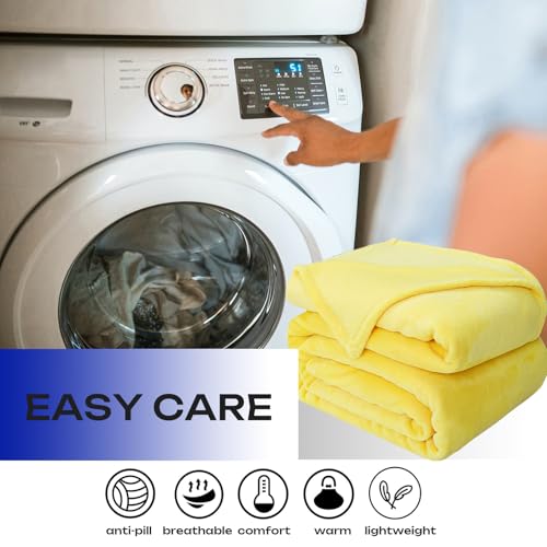 JIAHANNHA Yellow Throw Blanket Fleece Blanket 50"x60",Super Soft Cozy Plush Throw Blanket for Couch Sofa Bed,Warm and Lightweight Bed Blankets for Adults - color: Yellow, size: Throw(50"×60")