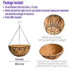 LaLaGreen Hanging Baskets for Plants (14 Inch, 6 Pack) Hanging Flower Pots with Coco Liner, Black Metal Wire Round Basket Plant Holder with Hanger Hook Chain, Outdoor Patio Deck Balcony Garden Decor - size: 14" x 6 Pack