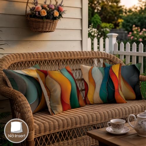 OBSEDE Abstract Color Block Throw Pillow Covers 18x18 Set of 4, Farmhouse Decor for Home Couch Sofa Living Room, Rustic Floral Decorative Cushion Cases - color: Abstract Color Block