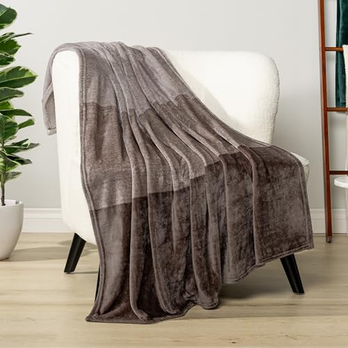 PAVILIA Taupe Ombre Fleece Throw Blanket for Couch, Soft Flannel Blanket for Sofa Bed Room, Plush Lightweight Tan Light Brown Gradient Blanket, Cozy Microfiber Decorative Gift Throw, 50x60 - color: Gradient - Taupe, size: 50 x 60 Inches - Throw