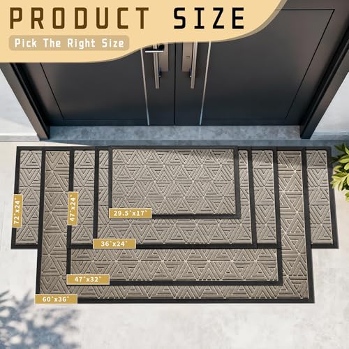 Yimobra Outdoor Mats for Front Door 29.5x17, Stops Mud & Dirt at Entrance, Fits Garage & Patio, All-Weather Waterproof Non Slip Outdoor Indoor Welcome Mat, Beige - color: Beige, size: 29.5x17 Inch