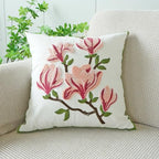 vctops Farmhouse Magnolia Flower Cotton Tufted Throw Pillow Cover Spring Floral Embroidery Pillowcase Soft Square Cushion Case for Sofa Couch Bed Chair (Pink E,18"x18") - color: Pink E