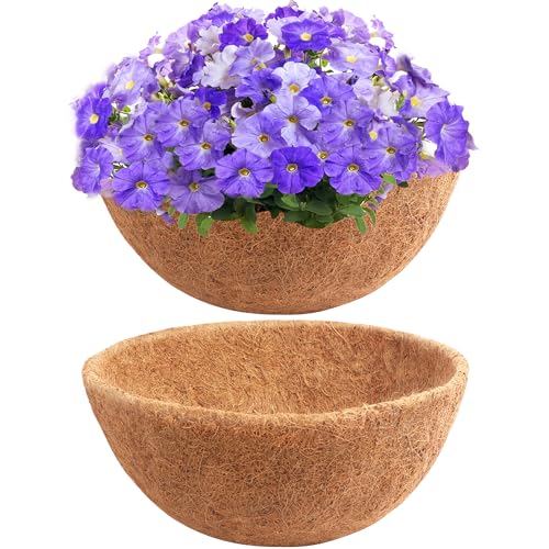 Y&M Set of 2 14 Inch Pre-Formed Round Coco Fiber Hanging Basket Liner,Coco Replacement Liner - 2p - size: 2pc 14inch