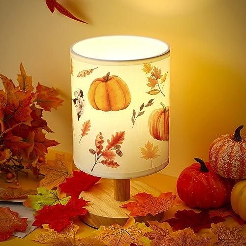 VIHOSE Fall Autumn Bedside Lamp Thanksgiving Pumpkin Table Harvest Lamp Vintage Decorations Lampshade for Table Living Room Dorm Home Office - style: Pumpkin