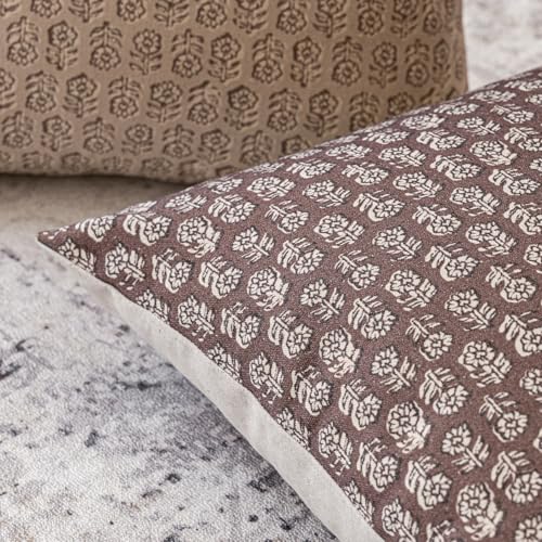 Foindtower Set of 2 Decorative Vintage Floral Print Throw Pillow Covers Neutral Modern Farmhouse Cushion Covers Boho Home Decor for Sofa Chair Couch Bedroom Living Room,18×18 Inch,Wine Red - color: Withered Rose, size: 18" x 18" (Pack of 2)