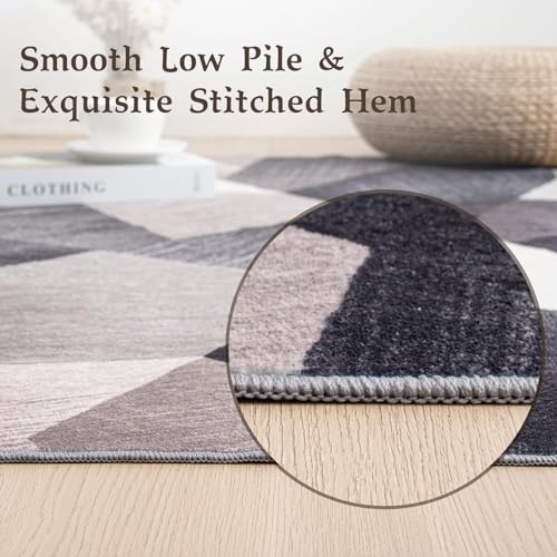 HOMFINE Washable Modern Area Rug - Geometry Style 5x7 Rugs for Living Room, Bedroom, Machine Washable Rug Soft Non Slip Non Shedding Area Rug - Green, 5'x7' - color: Green, size: 5' x 7' (Rectangular)