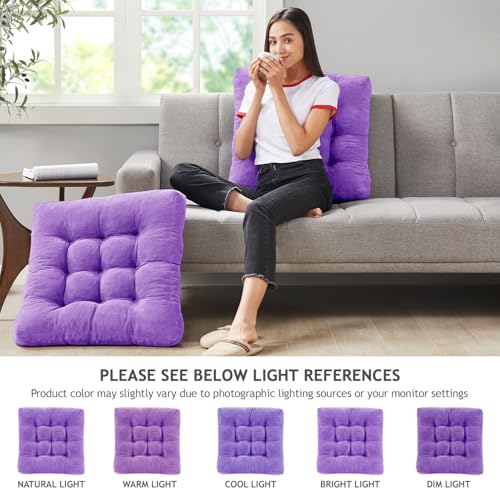 Degrees of Comfort Square Tufted Corduroy Floor Cushions, Large Pillows Seating for Adults, Meditation Pillow for Balcony Tatami Living Room, 22x22 Inch, Purple - color: Square | Purple | 2 Pack, size: 2 Pack