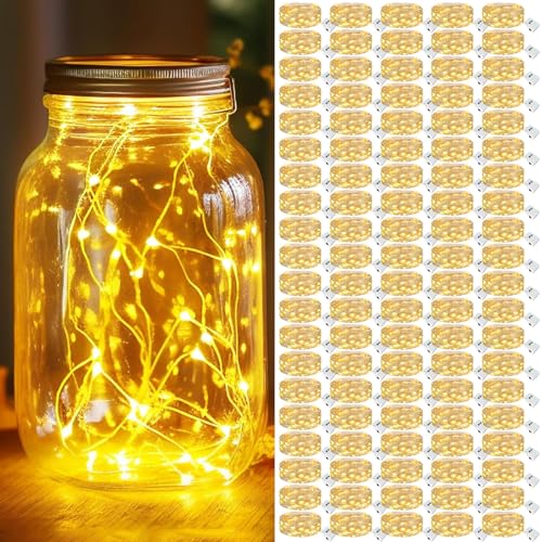 kolpop 100 Pack LED Fairy Lights Battery Operated, Mini Twinkle String Lights Battery Powered Waterproof for Christmas Mason Jars Party - color: Warm White, size: 100 Pack