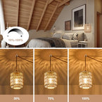 Plug in Pendant Light with 6W LED Bulb Warm Light(3000K) Dimmable Switch Cute Rattan Hanging Lamp Cord 15ft Hand Woven Plug in Chandelier Boho Hanging Lights Fixture for Bedroom Kitchen - size: 1 Light (Bulb Included)