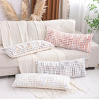 LUOYEHK Boho Throw Pillow Covers 14x36 Inch Chenille Tufted Pillowcase Farmhouse Neutral Cushion Covers for Couch Sofa Bed Living Room, Black Gray (1 Piece) - color: Black Gray, size: 36" x 14" (Pack of 1)