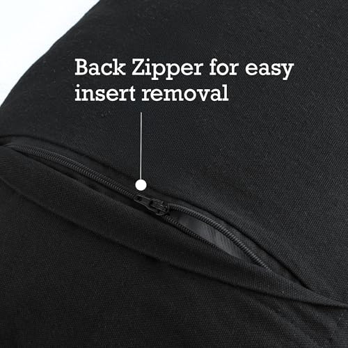 RAJRANG Black Lumbar Sofa Pillow Cover – 20x12 Inch Cotton Rectangle Throw Pillowcase for Sofa, Bed and Living Room Décor - color: Black, size: 20" x 12" Rectangular