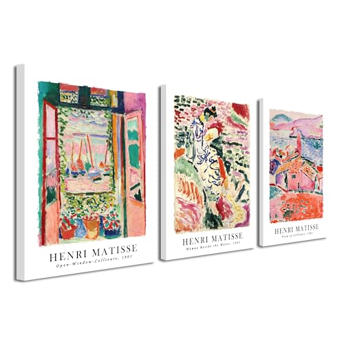 Wieco Art Canvas Wall Art 3 Piece Henri Mattise Art Abstract Colorful Matisse Posters Canvas Prints for Wall and Home Office Decorations - size: 12 x 16 inch x 3 pcs