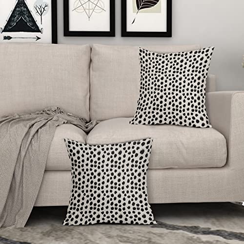 Polka Dot Pillow Covers 16x16 Set of 2 Stylish Black Cream Throw Pillows Boho Design Decorative Outdoor Modern Bohemian Pillowcase Square Cushion Cover Linen Pillow Case for Home Sofa Couch Bed - color: Black Dots, size: 16" x 16" (Pack of 2)