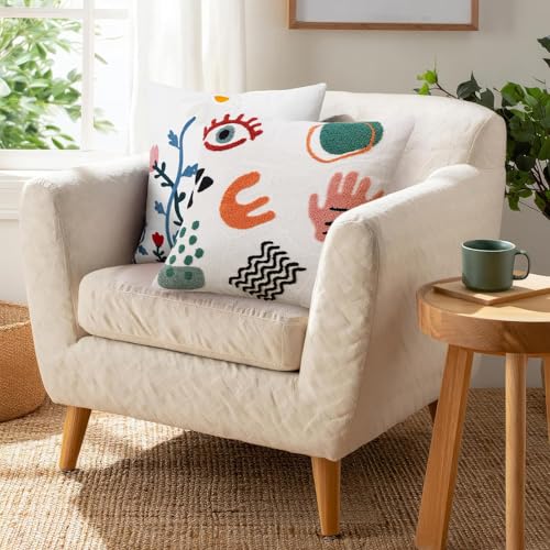 Merrycolor Boho Abstract Pillow Covers Colorful Woman Face Line Cute Pillow Cases Mid Century Aesthetic Modern Boho Pillows Decorative Throw Pillows for Bed Couch Living Room,1PC 18×18 inch - color: Colorful, size: 18" x 18" (Pack of 1)