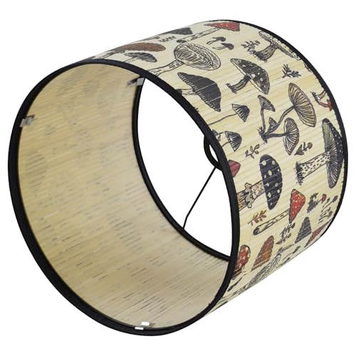 Bamboo Lamp Shade With Tropical Plants Chandelier Covers, Bohemian Farmhouse Drum Lamp Shade for Table Lamp Floor Lamp, Rustic Rattan Light Fixture for Bedroom Living Room (16x16x10 inch) - color: color4, size: 16*10