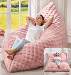 Hobestluk 3 in 1 Bean Bag Chair Giant Bean Bag Chairs for Adults with Bubble Cover Convertible Bean Bag Floor Cushion with Machine Washable Cover for Living Room (Bubble Pink) - color: Peach Pink