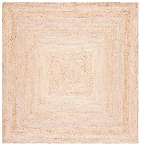 SAFAVIEH Area Rug 3' Square - Cape Cod Collection- Natural Brown, Handmade Braided Flat Weave Jute (CAP252A) - size: 3' x 3' (Square)