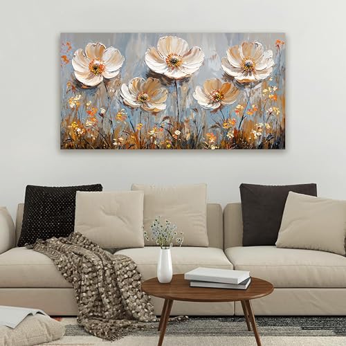 Canvas Wall Art Decor Art Work for Wall Decor Vintage Gold Wall Art Prints Wall Art Pictures for Living Room Nature Flower Wall Art Decorations Field Artwork for Walls Bedroom Office Decor 20" X 40" - color: XY-01G, size: 40"L x 20"W