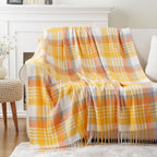 BATTILO HOME Yellow Plaid Throw Blanket for Couch - Plaid Throw Blanket Buffalo Plaid Blankets - Lightweight Farmhouse Outdoor Spring Summer Throw Blankets for Bed, Sofa (50"x60") - color: Yellow Plaid
