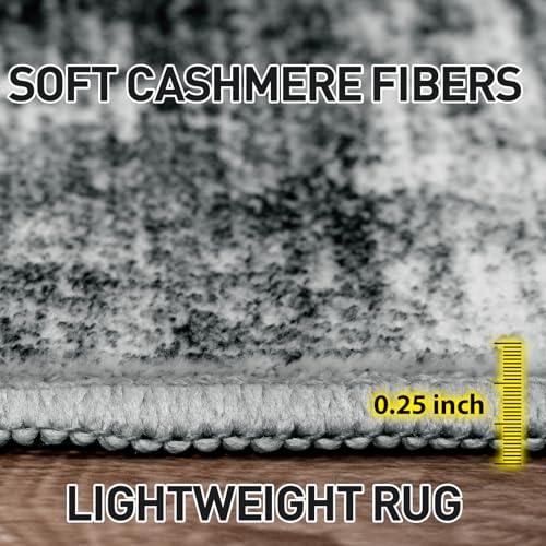 4x6 Area Rugs Washable Rug: Modern Abstract Living Room Rug Soft Anti-Skid Thin Carpet Indoor Floor Non-Shedding Carpets for Bedroom Dining Room Farmhouse Nursery Home Office - Black - color: Black, size: 4' x 6' (Rectangular)