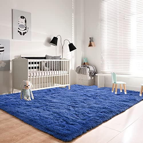 Kelarea Area Rug for Living Room, 5x8 Non-Slip Navy Blue Rug Fluffy Soft Shag Rugs, Fuzzy Shaggy Plush Carpet for Bedroom, Nursery Rooms, Home Dorm - color: Navy Blue, size: 5 x 8 Feet