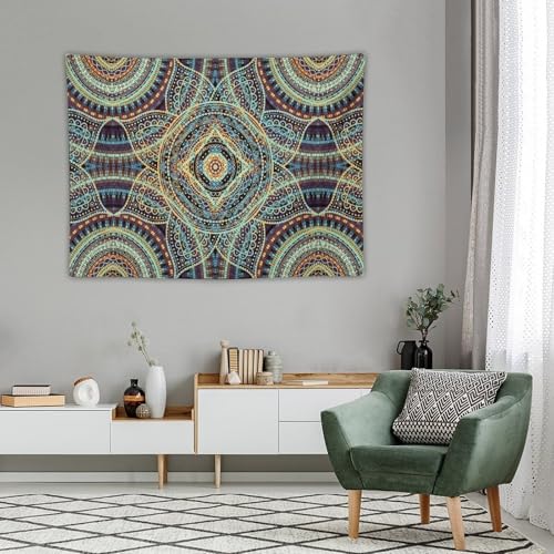 KANEPE Boho Mandala Tapestry Abstract Boho Square Round Ornament Pattern Wall Hanging Tapestries Home Decor for Living Room Bedroom Apartments Farmhouse Dorm,40inx30in (102×76cm)【Small】 - color: Boho-18, size: 40Wx30L