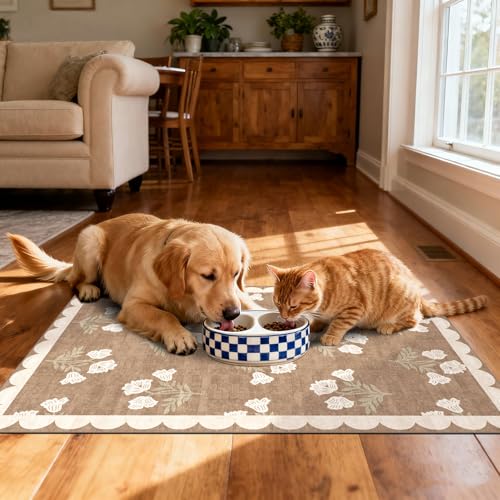 Floral Outdoor Rug - 28" x 43" Spring Front Door Mat Indoor Outside Entrance Non-Slip Washable Outdoor Mat Tan Boho Neutral Farmhouse Throw Rugs for Entryway Kitchen Bedroom Front Porch Decor - color: Flower - Brown, size: 2'4" x 3'7" (Rectangular)