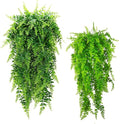 GBESTWOOW Fake Fern Artificial Hanging Ferns Outdoor Faux Hanging Greenery Plant Indoor UV Resistant Plastic Plants for Wall, Wedding Party, Holiday Decor-2Pcs - size: 32in