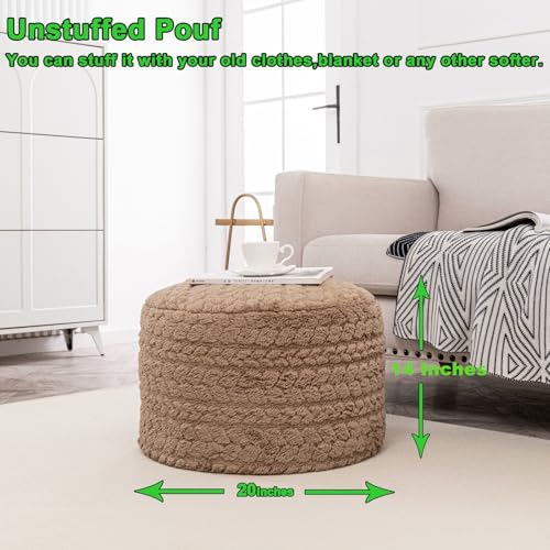 Asuprui 20x14 Inch Unstuffed Ottoman Pouf Cover – Lightweight Foot Rest, Floor Bean Bag Chair, Storage Pouf for Living Room, Bedroom & Balcony (Filler Not Included) (Light Coffee) - color: Light Coffee