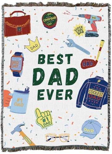 Pure Country Weavers Best Dad Ever Blanket - Gift Tapestry Throw Woven from Cotton - Made in The USA (60X80) - color: Best Dad Ever, size: 60x80