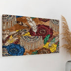 Boho Feather Fringe Art Wall Art Decor Framed 18x12 Inch, Wall Decor Poster for Bedroom Living Room Office Decor (Wooden Inner Frame) - size: 18"L x 12"W