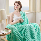NEWCOSPLAY Super Soft King Blanket Aqua Premium Silky Flannel Fleece 3D Ribbed Jacquard Lightweight Bed Blanket All Season Use (Aqua Ribbed, King(90"x110")) - color: Aqua Ribbed, size: King(90"x110")